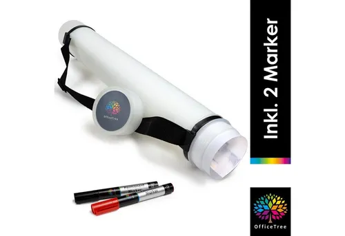 OfficeTree Köchertasche Posterrolle A0 - Weiß, Köcher für Bilder Poster und Flipchart Papier - Länge und Tragegurt verstellbar - Zeichenrolle Transportrolle Zeichenrollenköcher
