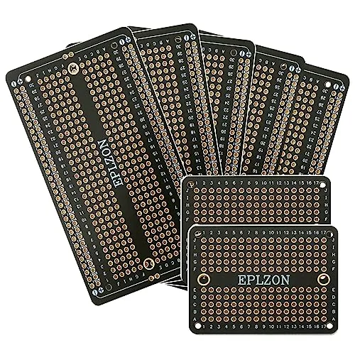 EPLZON Prototype Board Lötbares Breadboard Doppelseitig Leiterplatte PCB Circuit Board zum Schweißen von Arduino, DIY elektronische Artikel(5 Stück + 2 Stück,Schwarz)