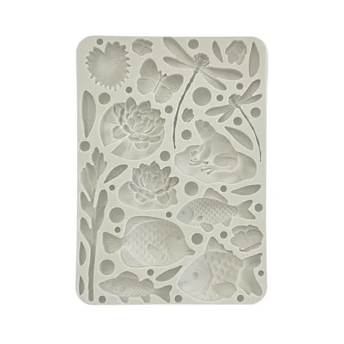 Stamperia - Silicon Mould A5 for Scrapbooks, Bullet Journals and More, Non-Stick, Suitable for Air-Dry Clay, Resin and More, Perfect for Crafts and Gifting (Forest - Fish and Dragonfly)