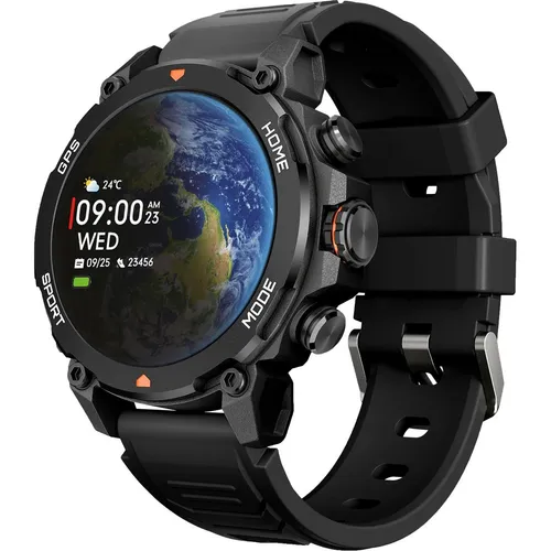 Ksix Smartwatch Explorer GPS - Schwarz, 1.43" AMOLED - Entdecken Sie Abenteuer mit der Ksix Explorer Smartwatch! Mit integriertem GPS, über 100 Sportmodi und 5 ATM Wasserdichtigkeit ist sie der perfekte Begleiter für aktive Nutzer. Genießen Sie bis zu 9 Tage Akkulaufzeit!