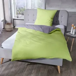 Janine Soft-Seersucker Wendebettwäsche apfelgrün/titan 240x220 cm - Hochwertige Wendebettwäsche von Janine in apfelgrün/titan. Pflegeleicht, bügelfrei und aus feinfädigem Mako-Garn für besten Schlafkomfort. Ideal kombinierbar mit verschiedenen Einrichtungsstilen.