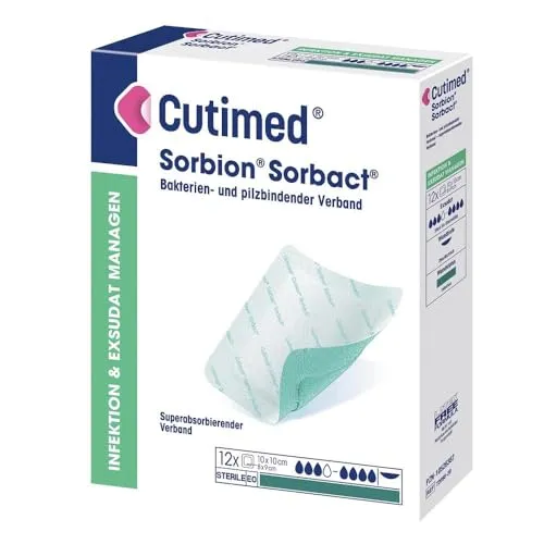 Cutimed Sorbion Sorbact Wundauflage 10x10 cm - Erste-Hilfe-Heftpflaster & Verbandsmaterial, keimreduzierend für optimale Wundheilung und Schutz.