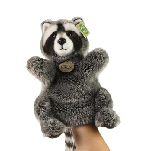 RAPPA Plüsch-Waschbärpuppe 28 cm - Kuschelige 28 cm große Waschbär-Puppe für fantasievolles Spielen und Knuddeln. Handgenäht aus hochwertigem Plüsch, mit Füllung aus recycelten Materialien – ideal für umweltbewusste Kinder!