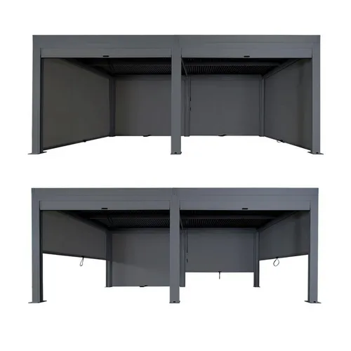 Sturmfeste Pergola Lamellendach 3x6m | Rollo Lamellen-Pavillon in Anthrazit - Pavillon aus pulverbeschichtetem Aluminium, sturmfest bis 100 km/h – ideal für wetterfeste Outdoor-Entspannung.