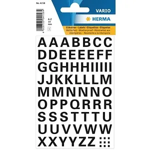 Herma Klebebuchstaben 4158 - Schwarz, 10x10mm, A-Z - Kreative Beschriftungslösungen mit 63 Etiketten, ideal für individuelle Projekte und Organisation.