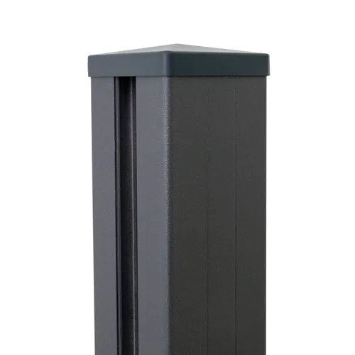 GrojaLumino 9x9x240 cm Pfosten - Anthrazit inklusive Kappe - Der GrojaLumino Pfosten 9x9x240 cm in Anthrazit (DB 703) bietet Stabilität und modernes Design. Gefertigt aus robustem Aluminium, ist er ideal für den Außeneinsatz und überzeugt durch Langlebigkeit und Pflegeleichtigkeit.