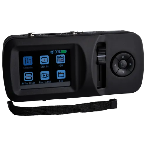 Showtec Assistant - Multifunktionaler DMX-Tester - Licht & Bühne - Ideal zum Testen von DMX-, RDM-, Art-Net- und sACN-Signalen mit bis zu 16 Stunden Akkulaufzeit und benutzerfreundlichem Touchscreen.