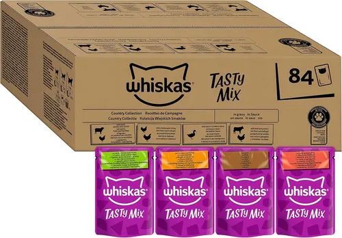 Whiskas Adult 1+ 84x85g 84 Portionsbeutel Tasty Mix Country Collection Sauce