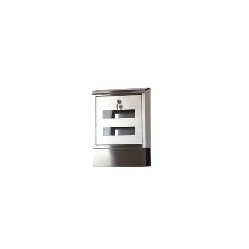 Möbel Direkt Online Edelstahl Briefkasten Post - Eleganter Edelstahl-Briefkasten mit satinierten Oberflächen, abklappbarer Front und 2 Sichtfenstern. Ideal für sicheren Postempfang, inklusive 2 Schlüssel.