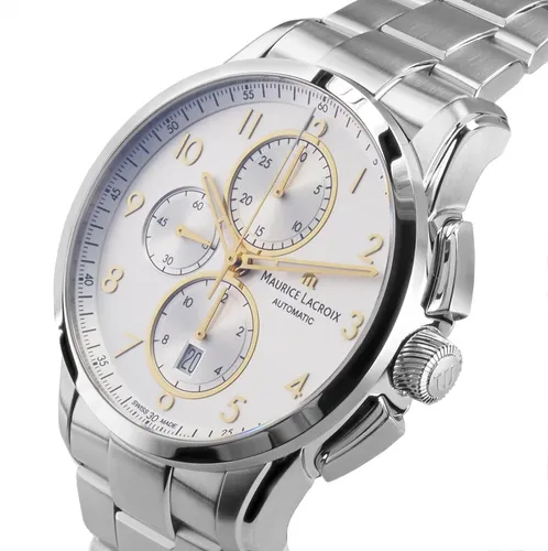 Maurice Lacroix Pontos PT6388-SS002-220 Automatik Chronograph Herren Uhr - Elegante Armbanduhr mit mechanischem Uhrwerk, Stoppfunktion und Datumsanzeige. Hochwertige Verarbeitung und modernes Design in Silber – ideal für stilbewusste Herren.