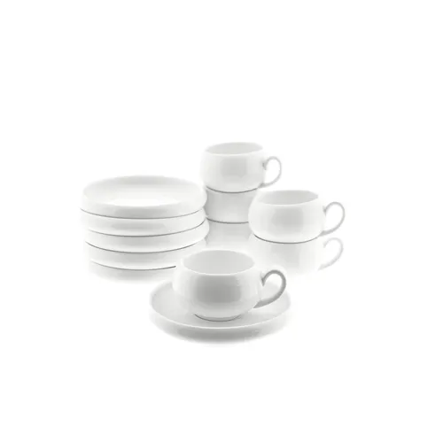 Almina Kaffeeservice Belicia Mokkatassen-Set - 12-teiliges Porzellan-Set für 6 Personen - Elegantes 12-teiliges Mokkatassen-Set aus hochwertigem Porzellan, ideal für Espresso und Mokka. Perfekt für besondere Anlässe oder den täglichen Gebrauch – geschmacksneutral und pflegeleicht.