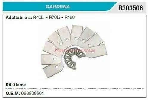 GARDENA Kit mit 9 Klingen für R40Li, R70Li, R160 - Ersatzklingen für GARDENA Roboter-Rasenmäher, präzise Schnittergebnisse und einfach zu installieren. Ideal für gepflegte Rasenflächen.