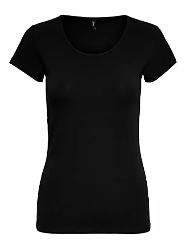 ONLY Damen Onllive Love S/S O-Neck Top JRS Blouse, Schwarz, L EU