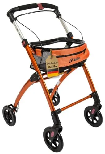 FabaCare Indoor Rollator Jaguar - Faltbar und leicht für den Innenbereich - Schmaler Indoor Rollator mit Tablett und Korb, ideal für die Wohnung. Leicht und faltbar, perfekt manövrierbar für mehr Mobilität im Alltag. Max. Benutzergewicht: 100 kg, Gewicht: nur 6,3 kg.