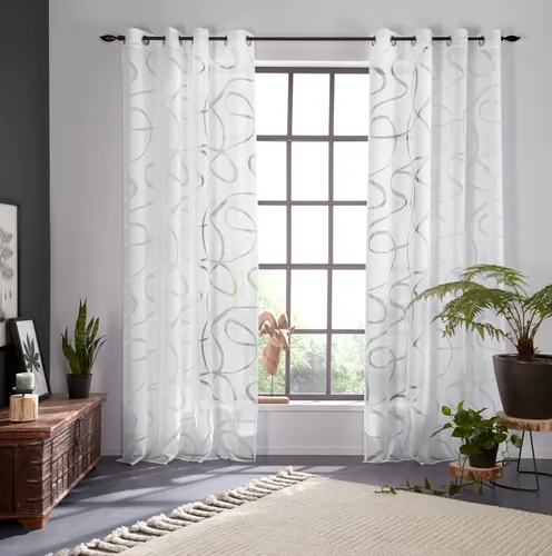 Bruno Banani Gardine Tilo, transparent, Ausbrenner, 140 cm x 175 cm - Gardinen aus Ausbrenner, transparent und leicht, ideal für stilvolle Fensterdekoration mit Ösenaufhängung und hoher Lichtbeständigkeit.