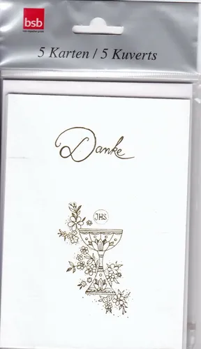 Danksagung Karten zur Kommunion mit Umschlag  Danke Karte   #12-7543 5 x