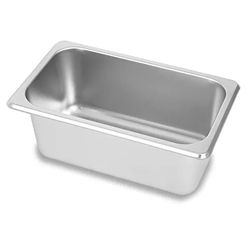 vertes GN Behälter 1/4 Gastro Norm Gastronorm (Edelstahl, 100mm Tief, Hygienisch, Rostfrei, Kratzfest, Temperaturbeständig von -40° bis +300°C, für Bain Marie und Vielseitigen Einsatz in Gastronomie)