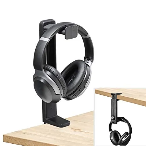NEETTO HS906 Kopfhörerhalterung & Ständer, 2-in-1 Design, höhenverstellbar - Praktische 2-in-1 Kopfhörerhalterung für Schreibtisch oder Untertisch. Höhenverstellbar und drehbar für einfachen Zugriff. Ideal für Gaming-Headsets und mehr, schützt Ihre Möbel durch rutschfeste Klemmen.