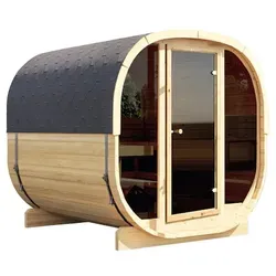 Wolff Finnhaus Cube Saunafass 230 Art 1 naturbelassen Typ 1 mit Vollglasfront und Halbglasrückwand Bausatz zur Selbstmontage