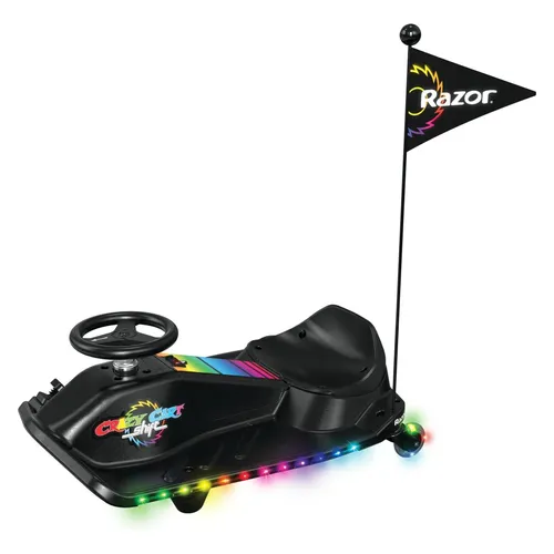 Razor Crazy Cart Shift Lightshow (13 km/h) - Entdecke den Razor Crazy Cart Shift Lightshow für Kinder ab 6 Jahren! Mit automatischem Drifting, bunten LED-Lichtern und Höchstgeschwindigkeitskontrolle für unvergesslichen Fahrspaß!