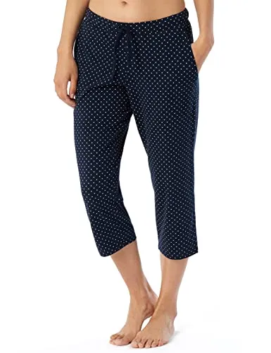 Schiesser Damen Schlafhose 3/4 Lang Kurz Baumwolle - Mix + Relax Pyjamaunterteil, Dunkelblau-gem. - Schlafanzughosen für Damen, aus der beliebten SCHIESSER Serie "Mix+Relax" mit Bund und Bindeband für optimalen Komfort.