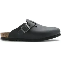 BIRKENSTOCK Boston LEOI 59461 Unisex Badelatschen, Black, 43 EU - Hausschuhe aus hochwertigem Nubuckleder, bieten optimalen Komfort und stilvolles Design für jeden Anlass.