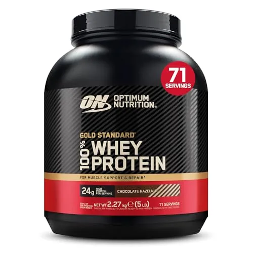 Optimum Nutrition 100% Whey Protein Gold Standard 2273g - Chocolate Hazelnut - Sportnahrung mit hochwertigem Whey-Protein, ideal für Muskelaufbau und Regeneration. Jetzt in köstlicher Geschmacksrichtung Chocolate Hazelnut!