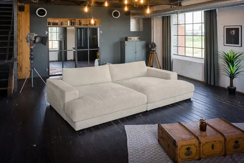 KAWOLA Big Sofa MADELINE Cord cremeweiß - Sofas, hervorragender Sitzkomfort durch legere Polsterung, ideal zum Verweilen und Entspannen.