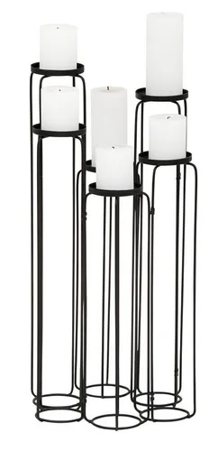 Leonique Kerzenständer Mareesa - Eleganter Metallständer für Stumpenkerzen - Kerzenständer aus pulverbeschichtetem Metall, höhenverstellbar bis 65 cm, ideal für stimmungsvolle Beleuchtung in jedem Raum.