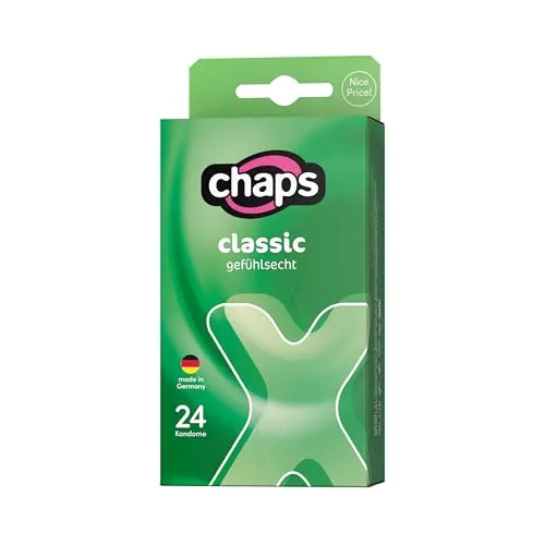 chaps Kondome classic natur - Gefühlsecht & Transparent - Kondome für Männer - 24 transparente, gefühlsechte Kondome aus Naturkautschuklatex, ideal für sinnliches Vergnügen, Made in Germany und dermatologisch getestet.