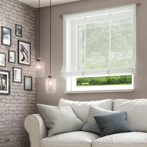 you! Raffrollo "Libre-ECO", freihängend creme 140 cm - Halbtransparente Gardinen aus 100 % recyceltem Material, umweltfreundlich und einfach anzubringen mit Stangendurchzug für individuelle Lichtregulierung.
