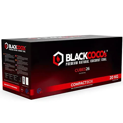 Blackcoco CUBE26 Kokosnuss Kohle für Shisha und Grill – 4kg - Hochwertige 4kg Kokosnuss-Kohle für Grill und Shisha, zeichnet sich durch lange Brenndauer von bis zu 2 Stunden aus, ideal für genussvolle Abende.