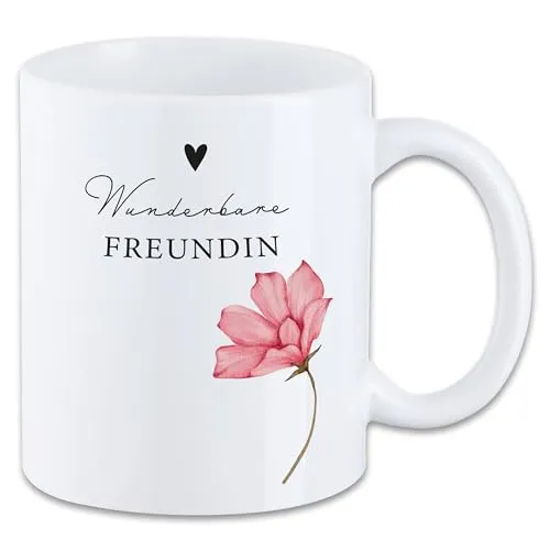 Tasse mit Spruch ″Wunderbare Freundin″ Motivtasse T58 Keramik Geschenk Geburtstag Spruchtasse 330 ml