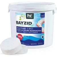 BAYZID Multitabs 5in1 für Pools - 5 kg Eimer - Poolzubehör mit 5-Phasen-Pflegewirkung für langanhaltende Wasserqualität, reduziert den Einsatz weiterer Chemikalien und hinterlässt keine Rückstände.