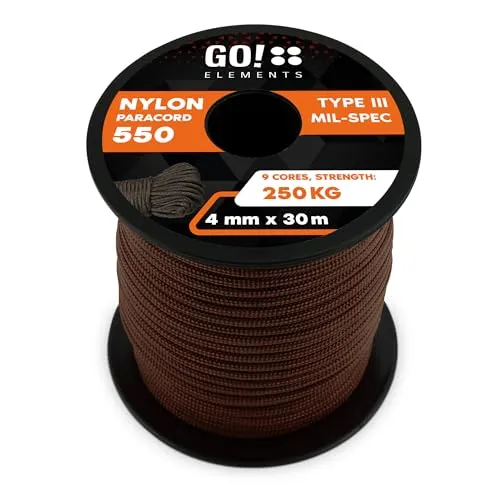 Paracord 550 Typ III | ø 4mm - 11 Kerne - max. 250 kg | 100% Nylonschnur - reißfest & extrem stabil | Nylonseil, Allzweckseil, Reepschnur & Outdoor Seil