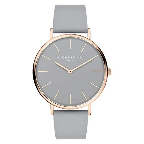 Liebeskind Berlin Armbanduhr LT-0269-LQ IP roségold grau - Elegante Damenuhr mit Edelstahlgehäuse und hochwertigem Echtlederband, ideal für jeden Anlass. Das Easy-Change-System ermöglicht ein kinderleichtes Wechseln des Armbands.