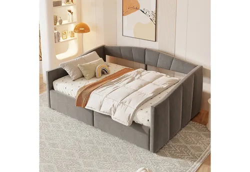 Odikalo Schlafsofa mit Bettkasten 90x200 / 140x200 cm - Vielseitiges Schlafsofa mit hydraulischem Bettkasten und Lattenrost. Ideal für Gästezimmer oder Wohnräume, bietet zusätzlichen Stauraum und modernen Komfort in Grau.