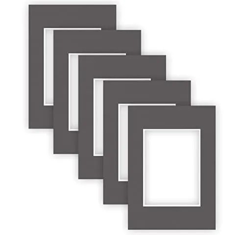 nielsen Conservation Passepartout Karton 1,5 mm | 5er Set | Außenformat 21x29,7 cm (DIN A4) für Bildformat 13x18 cm | Graphitgrau (dunkelgrau) | strukturierte Oberfläche