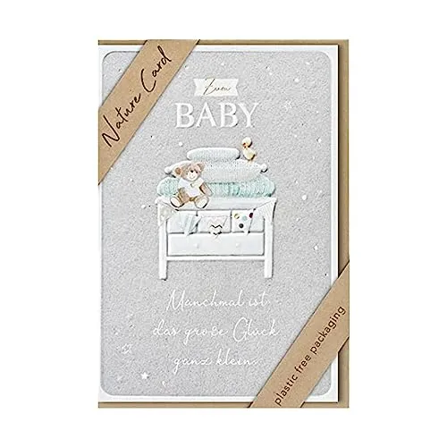 bsb - Glückwunschkarte zur Geburt Baby - Nature Card - Nachhaltige Karten - Glückwunschkarten mit Umschlag - Junge & Mädchen - 11,5 x 17 cm