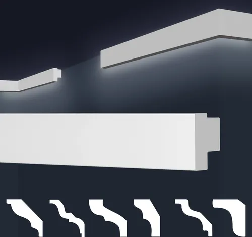 MARBET DESIGN LED Stuckleisten E-44 - 2 Meter XPS Styropor Deckenleisten - Hochwertige LED Stuckleisten aus extrudiertem Polystyrol, 2 Meter lang, ideal für eine elegante Raumgestaltung. Leicht zu montieren und perfekt für 8 mm LED-Streifen.