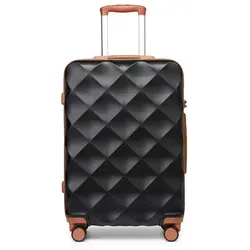 British Traveller Koffer ABS+PC Trolley mit TSA-Schloss, Ideal als Reisekoffer, Rollkoffer braun|schwarz 55 cm