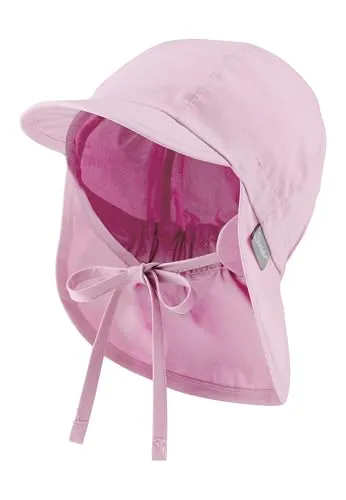 Sterntaler Schirmmütze Nacken Basic - Mädchen Baby- und Kinder Mütze mit Nackenschutz, Ohrenklappen und Bindeband - UV-Schutz 50+ Hut aus Popeline (Bio) - Sommer Kopfbedeckung - puderrosa, Größe 45