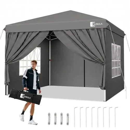 SUNULA Faltpavillon 3x3 m – Wasserdichter Gartenpavillon mit 4 Seitenteilen - Faltpavillon für Garten und Outdoor, höhenverstellbar für optimalen Sonnenschutz und mit verstärkter Struktur für Stabilität bei jedem Wetter.