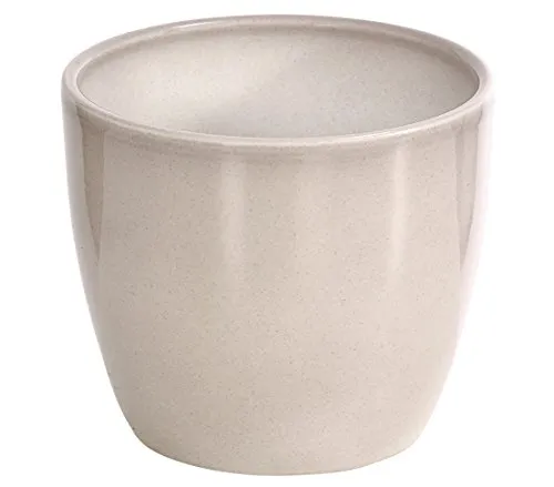 Dehner Übertopf Lina, Ø 28 cm, Keramik, hellgrau - Klassischer Blumen-Übertopf aus pulverbeschichteter Keramik, ideal für die stilvolle Präsentation Ihrer Pflanzen. Perfekt für Innenräume und in verschiedenen Farben erhältlich.