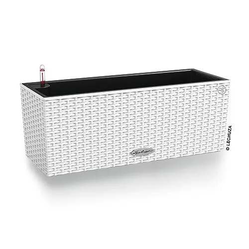 Lechuza Blumenkasten Balconera Cottage 50 weiß - Garten-Zubehör mit großem Wasserreservoir für optimale Pflanzenbewässerung, ideal für sonnige Balkone und einfaches Bepflanzen dank auswechselbarer Einsätze.
