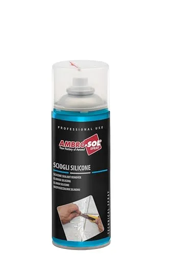 Ambro-Sol - Silikon Entferner P301, Silikonentferner Spray Entfernt Silikon ohne Oberflächen Anzugreifen Oder zu Mattieren, Schnell Wirkendes, 400 ml Silikonlöser, Recyclebares Weißblechspray