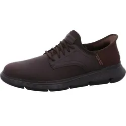 Skechers Slip-ins Garza Herren Chocolate Schuhe - 47.5 EU - Halbschuhe für Herren, ideal zum Gehen und perfekt für den Beruf, mit bequemer 3.7 cm Absatzhöhe und robustem Obermaterial aus Leder & Textil.