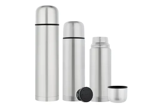 GRÄWE Isolierflaschen-Set 3-teilig silber - Thermobehälter aus hochwertigem Edelstahl 18/10, ideal für Heiß- und Kaltgetränke. Mit Spezial-Vakuum-Isolierung und praktischen Drehverschluss für einfaches Ausgießen.