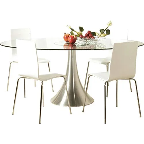 Kare Design Tisch Grande Possibilita - Ovaler Esstisch für 4-6 Personen - Moderner ovaler Esstisch aus ESG-Glas (76x180x120 cm) mit elegantem Metallgestell in Silber. Ideal für stilvolle Essbereiche oder minimalistisches Büro-Design. Pflegeleicht und wertbeständig für den täglichen Gebrauch.