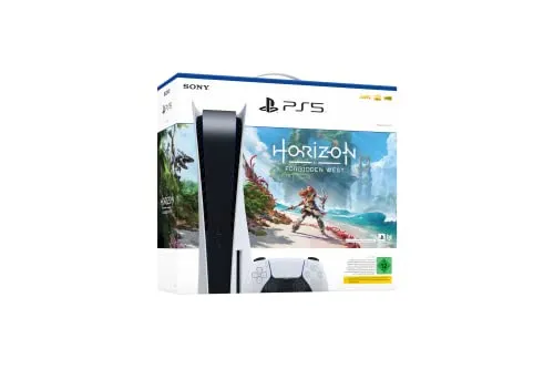 Sony PlayStation 5 - Disk Edition mit Horizon Forbidden West - Spielkonsole mit 4K Gaming, ultraschneller SSD für blitzschnelles Laden und 3D-Audio für ein immersives Erlebnis. Inklusive Horizon Forbidden West für sofortigen Spielspaß!